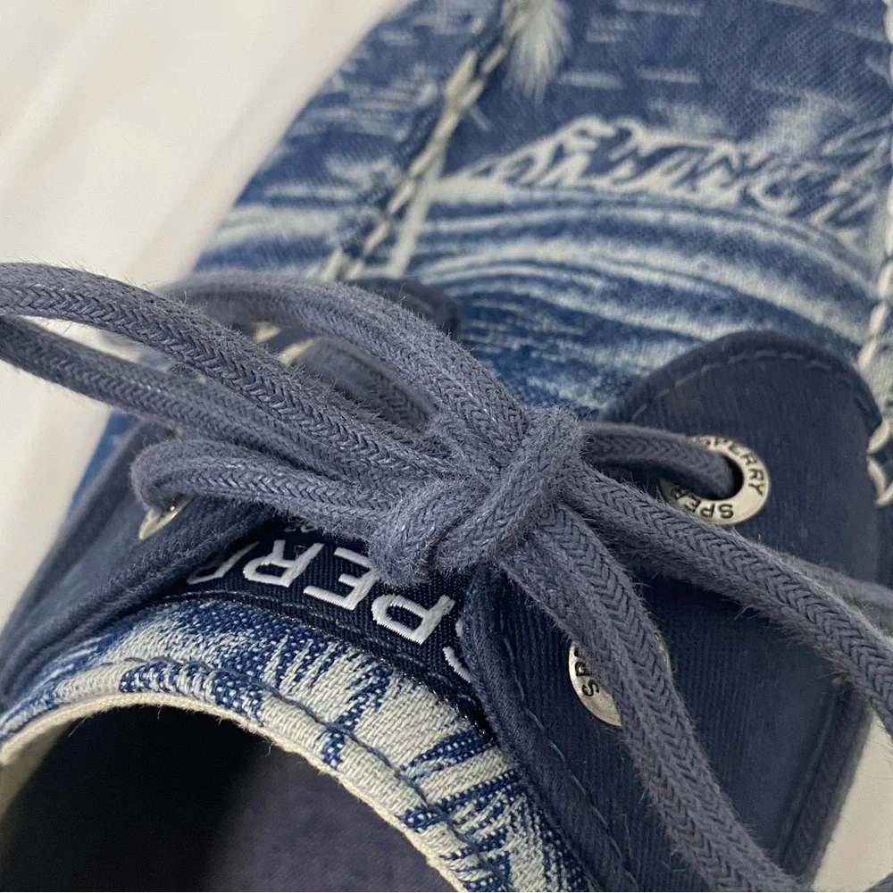 Sperry Blue & White Tropical Print Top Siders Boat Shoes - New - Men’s 11